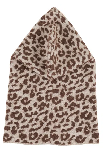 Federica Tosi Spotted Print Balaklava With Drawstring Closure In Brown
