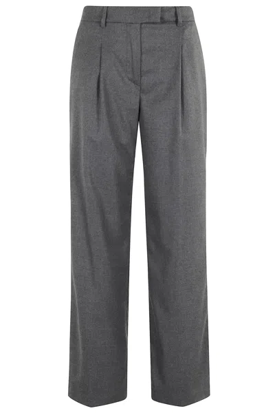 Seventy High-waisted Flannel Pants With Tailored Darts And Side Pockets In Gray