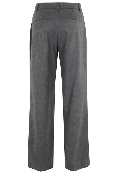 Seventy High-waisted Flannel Pants With Tailored Darts And Side Pockets In Gray
