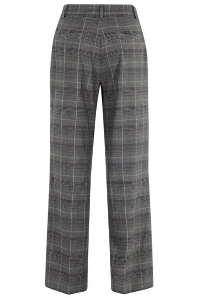 Seventy High-waisted Straight Leg Pants With Prince Of Wales Pattern In Gray