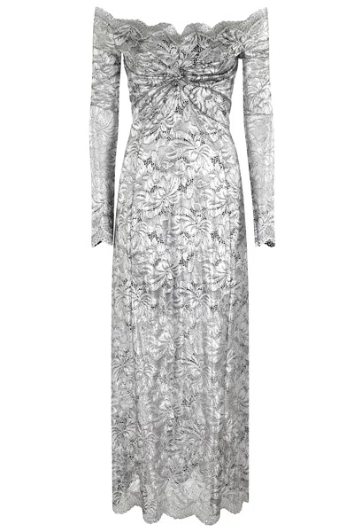 Rabanne Long Lace Dress In Silver