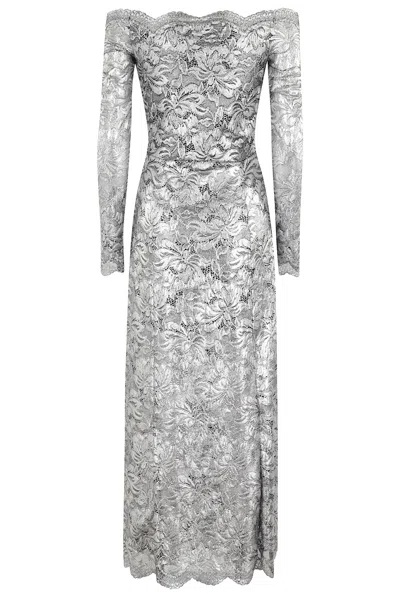 Rabanne Long Lace Dress In Silver