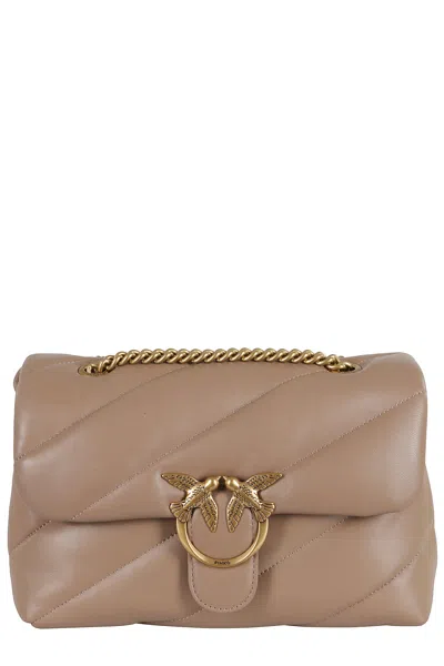 Pinko Quilted Sand Beige Calf Leather Shoulder Bag