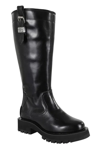 Ganni Chunky Buckle Boots In Black