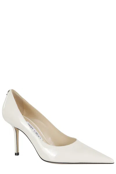 Jimmy Choo Milk Patent Leather Love 85 Pumps With Pointed Toe Design In Neutral