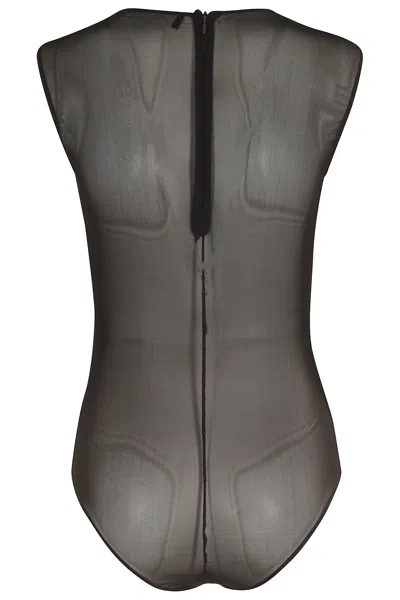 Federica Tosi Draped Tulle Bodysuit With Elegant Gathered Detail In Black