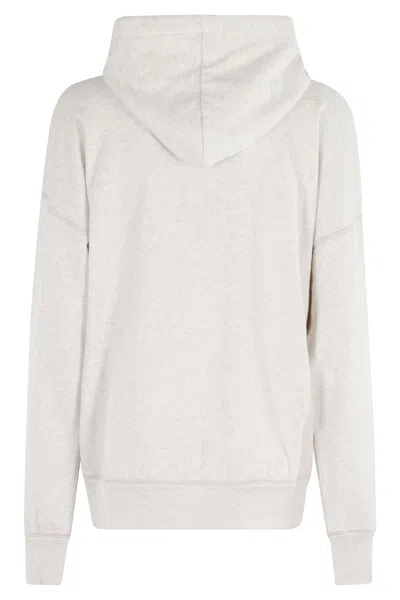 Isabel Marant Étoile Oversized Ecru Hoodie With Front Logo And Drawstring Hood In White