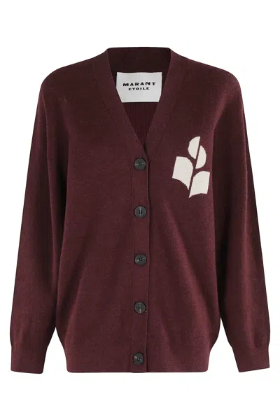 Isabel Marant Étoile V-neck Burgundy Cardigan With Center Button Closure In Burgundy