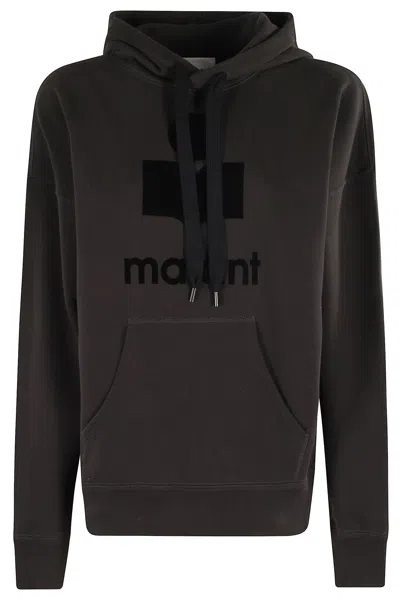 Isabel Marant Étoile Black Hoodie With Tonal Logo Print In Cotton Blend Woman In Brown