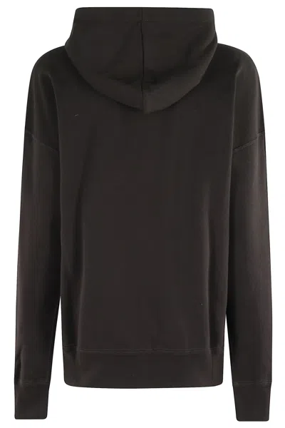 Isabel Marant Étoile Black Hoodie With Tonal Logo Print In Cotton Blend Woman In Brown