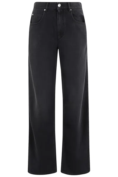Isabel Marant Dilali Cropped High-rise Straight-leg Jeans In Black