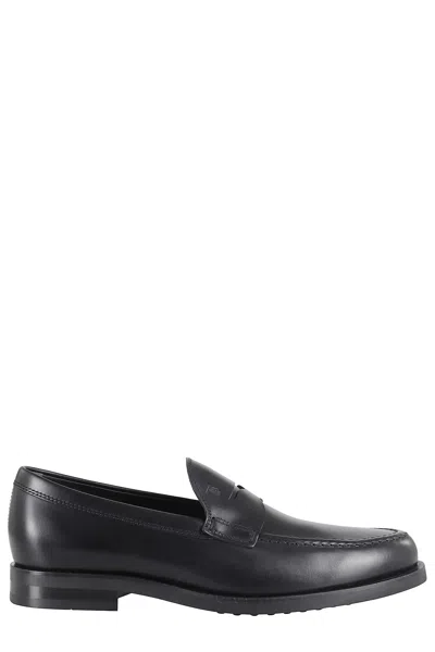 Tod's Leather Loafer With Iconic Horsebit In Black