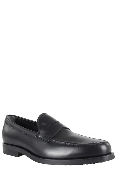 Tod's Leather Loafer With Iconic Horsebit In Black