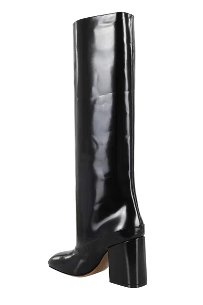 Marni Trunkaroo Black Shiny Leather Boots With Square Toe Design In Black