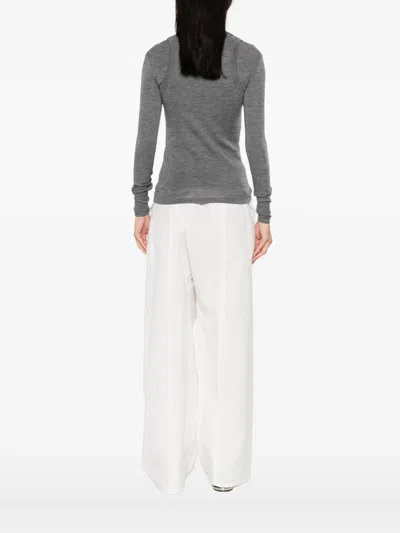 Rohe Convertible Layered Merino Wool-jersey Turtleneck Top In Gray