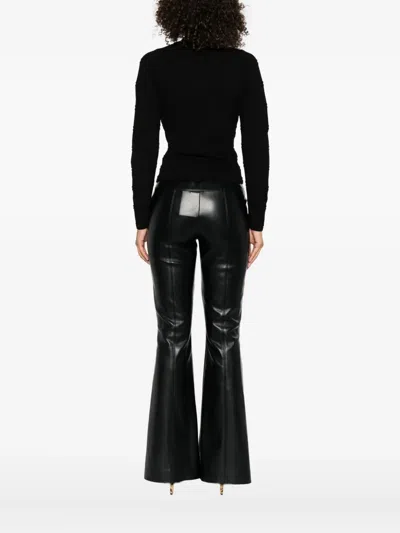 Twinset Twin-set Deep V-neck Black Ribbed Sweater In Black