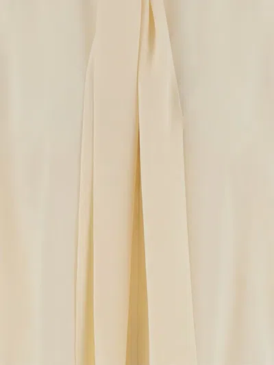 Sa Su Phi Ivory Silk Shirt With Front Bow In Neutral