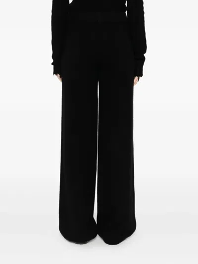 Uma Wang Ribbed Texture Wide Leg Trousers In Black