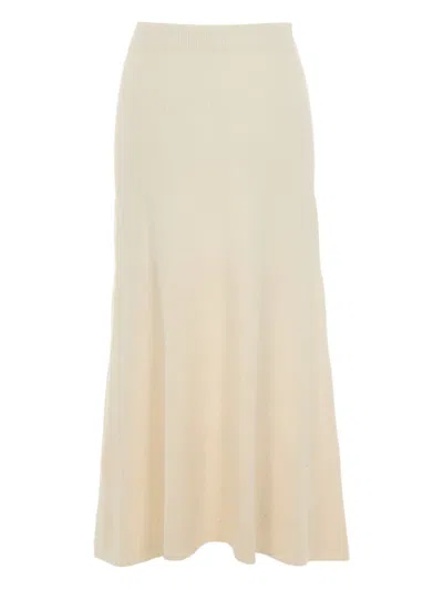 Liu •jo Soft Midi Skirt With Flared Hem In Neutral