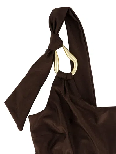 Zimmermann Brown One Shoulder Bikini Top In Brown