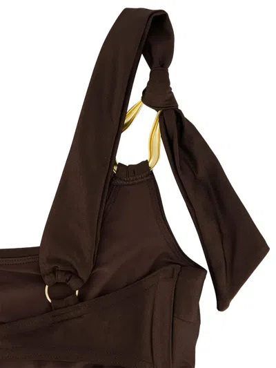 Zimmermann Brown One Shoulder Bikini Top In Brown