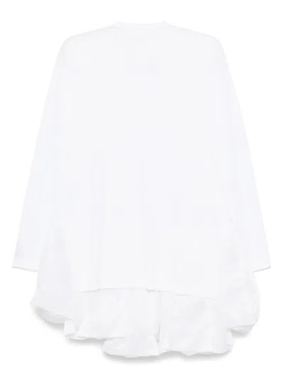 Comme Des Garçons Long-sleeved Ruffle Dress In White