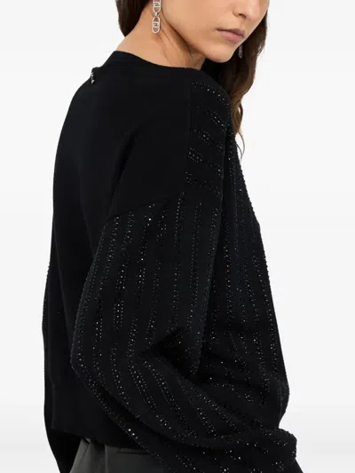 Liu •jo Liu Jo Cropped Sweater With Wide Neckline And Voluminous Sleeves In Black