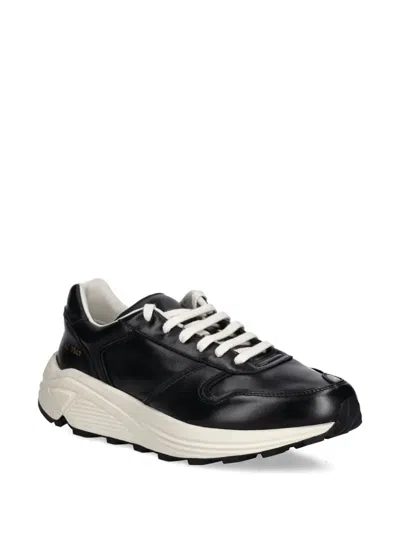 Common Projects Premium Runner Leather Sneakers In Black