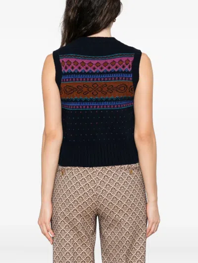 Etro Button-fastening Patterned Wool Cardigan In Black