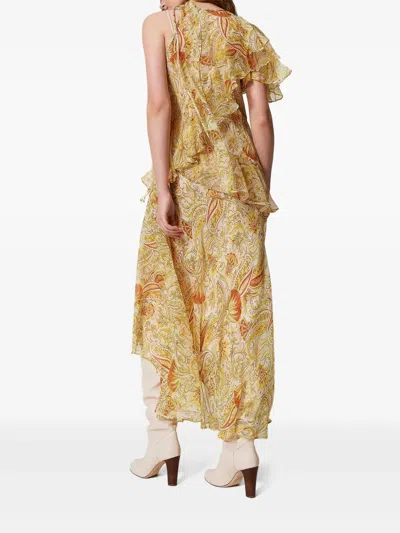 Twinset Robe Longue « Salina » En Crépon Avec Imprimé In Orange