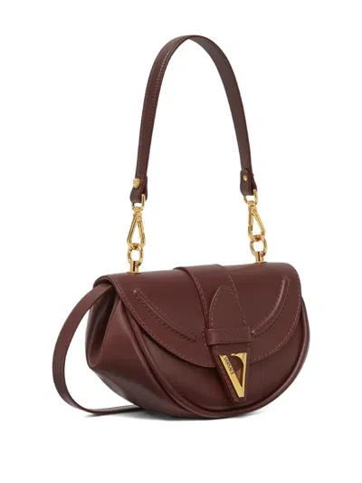 Versace Virtus Small Leather Shoulder Bag In Red