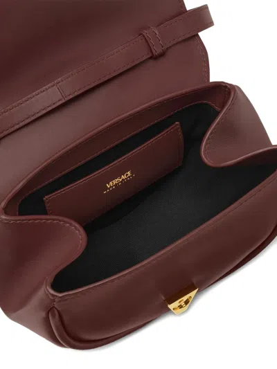 Versace Virtus Small Leather Shoulder Bag In Red