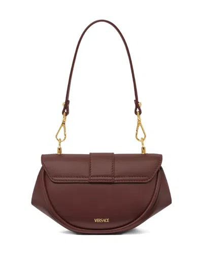 Versace Virtus Small Leather Shoulder Bag In Red