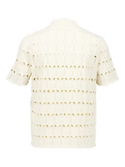 Zimmermann Rhiannon Cutout Pointelle-knit Polo Shirt In Neutral