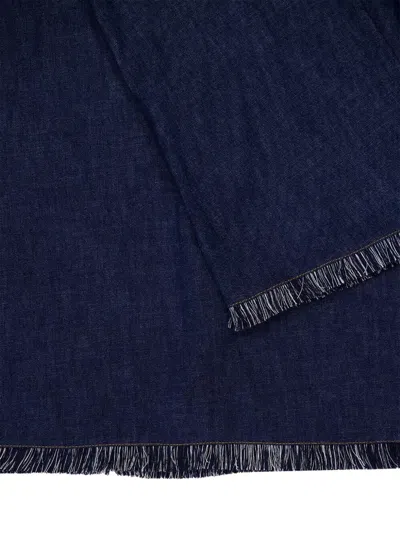 Zimmermann Rhiannon Fringed Denim Mini Dress In Blue