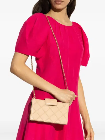 Tory Burch Fleming Mini Chain Wallet Crossbody Bags Beige In Neutral