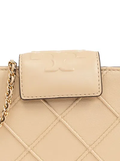 Tory Burch Fleming Mini Chain Wallet Crossbody Bags Beige In Neutral