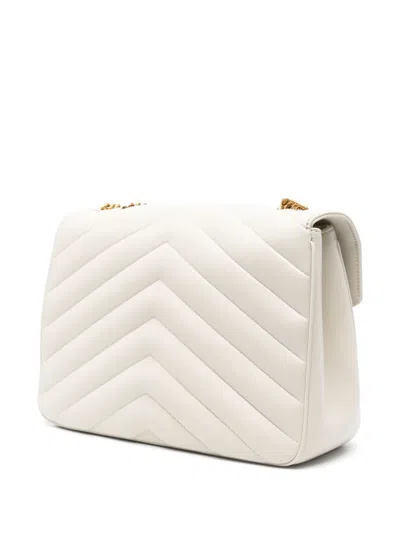 Saint Laurent Ysl Loulou Chain Strap Quilted Shoulder Bag In White