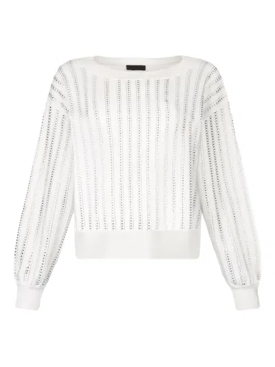 Liu •jo Liu Jo Crewneck Puff Sleeve Sweater In White