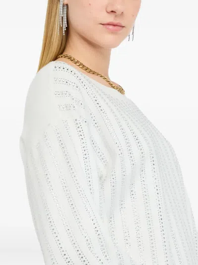 Liu •jo Liu Jo Crewneck Puff Sleeve Sweater In White