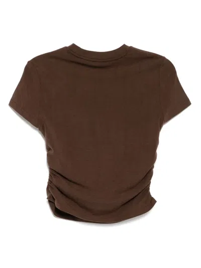 Tout A Coup Crew Neck Logo-embroidered Top In Brown