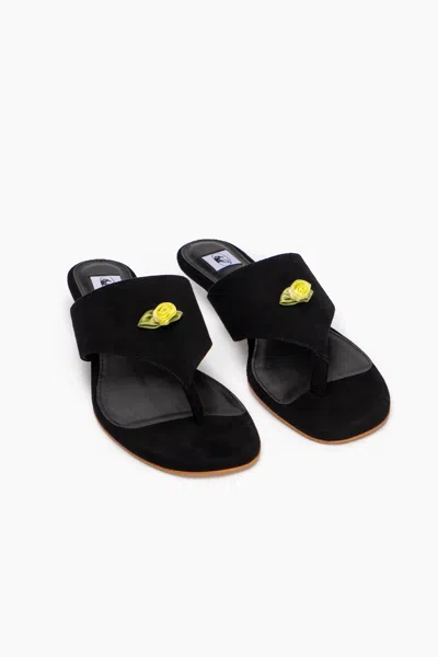 Sleeper Golda Suede Kitten Heel Mules In Black In Black