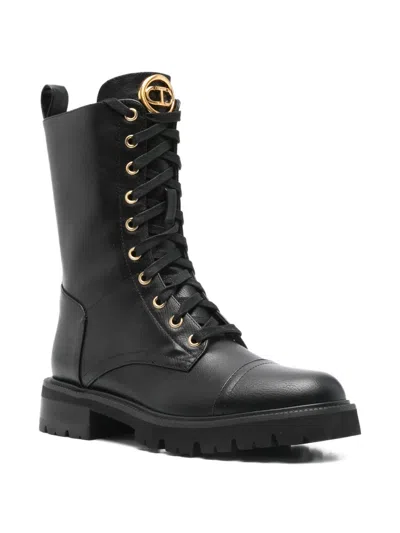 Twinset Rhinestone Embellished Oval T Boots In Schwarz