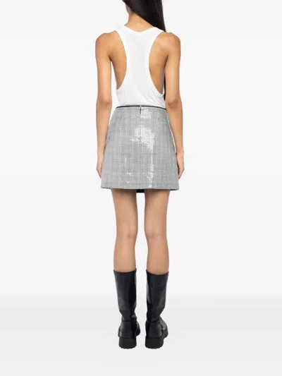 Zadig & Voltaire Womens Black Jamie Sequin-embellished High-rise Stretch-woven Mini Skirt In Gray