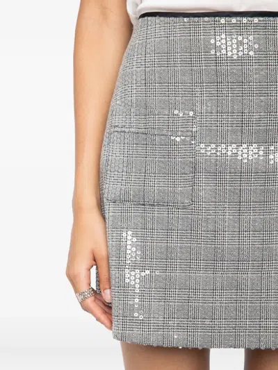 Zadig & Voltaire Womens Black Jamie Sequin-embellished High-rise Stretch-woven Mini Skirt In Gray