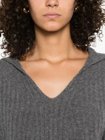 Twinset Twin-set Relaxed-fit Top With Deep V-neckline In Gray