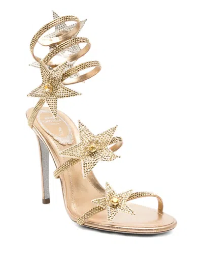 René Caovilla Stiletto High Heel Sandals In Gold