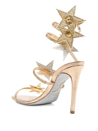 René Caovilla Stiletto High Heel Sandals In Gold