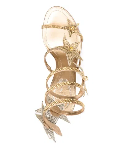 René Caovilla Stiletto High Heel Sandals In Gold