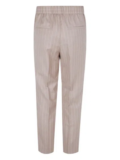 Peserico Elastic Waisted Pinstriped Lurex Flanell Trousers In Nude